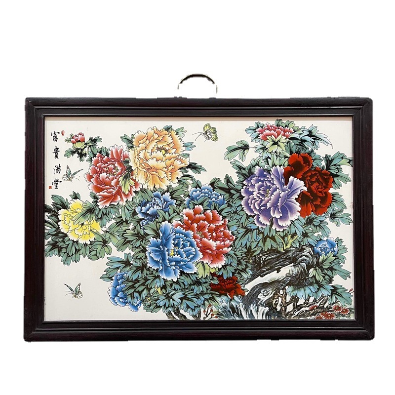 古玩古董景德镇陶瓷工艺品手工花鸟古典富贵满堂回流瓷板画-阿里巴巴