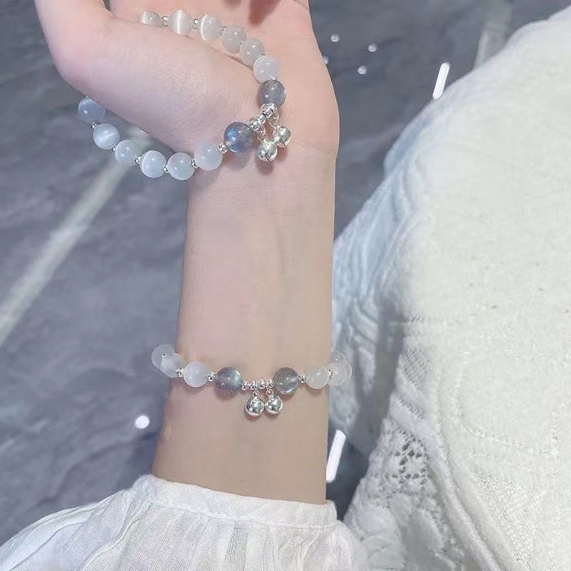 Imitation Opal Bracelet Female Strawberry Quartz Aquamarine Bracelet Ins Niche Girlfriends Gray Moonstone Gift Student Batch