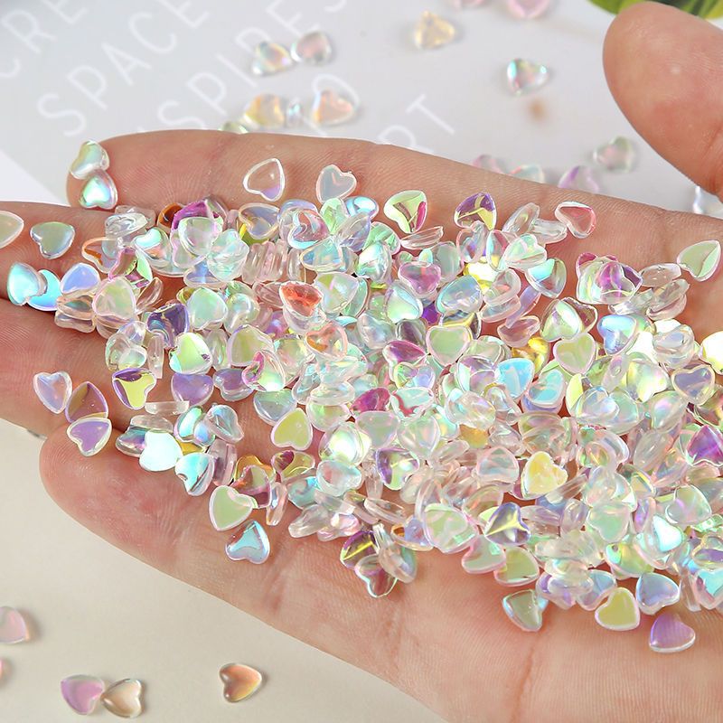 爱心美甲饰品透明桃心镀彩新款迷你手机水杯光钻贴一件批发速卖通