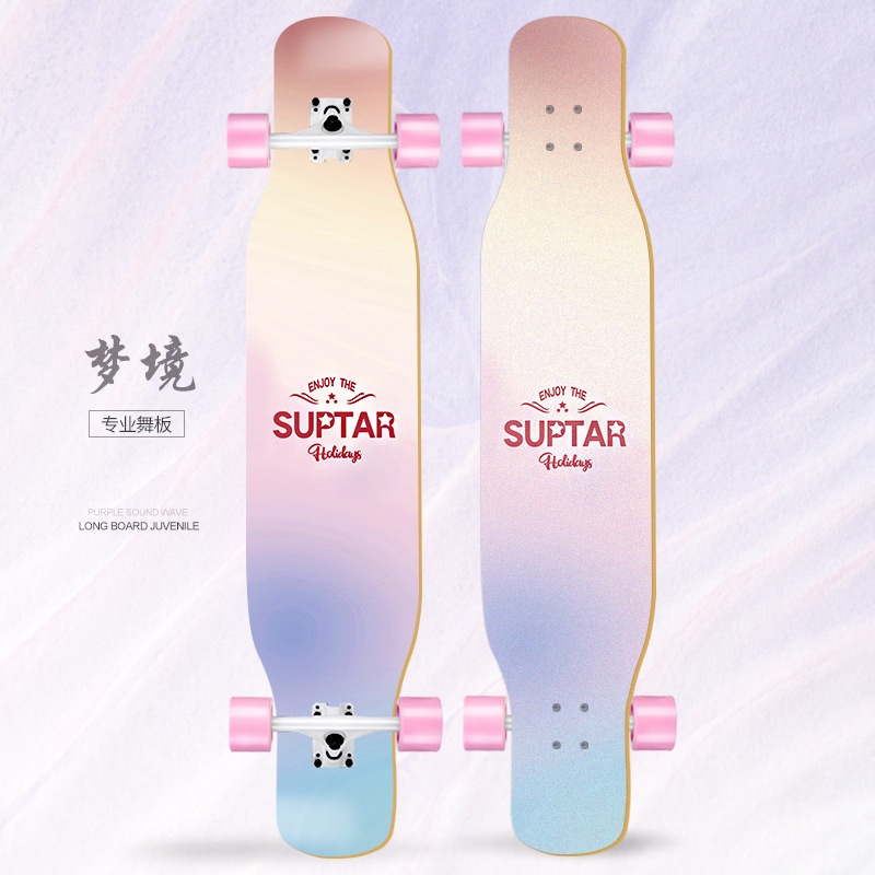 Distribution Luo Color Sand Long Board Professional Board Girls Beginner Four-Wheel Scooter Adult Skateboard Road Brush Hip Hop Board