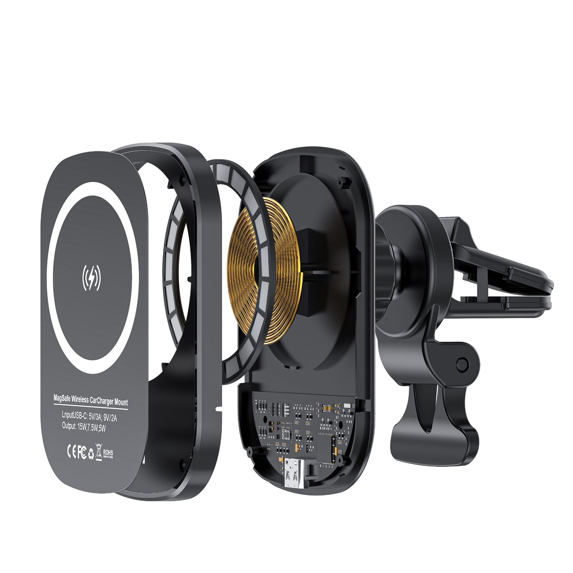 新款 磁吸车载无线充电器 15w magsafe磁吸车载快速无线充电器