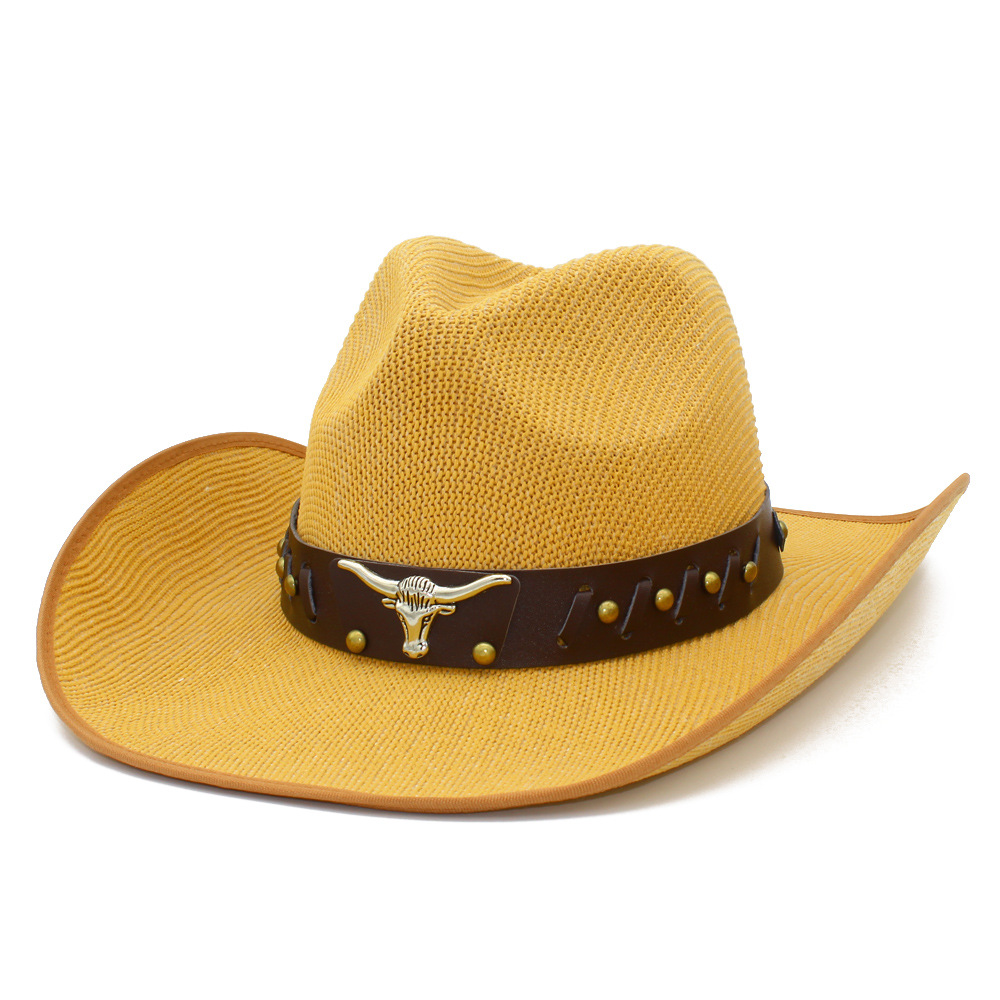 春夏轻薄透气牛仔帽经典牛头配饰百搭骑士帽男女时尚名族风爵士帽