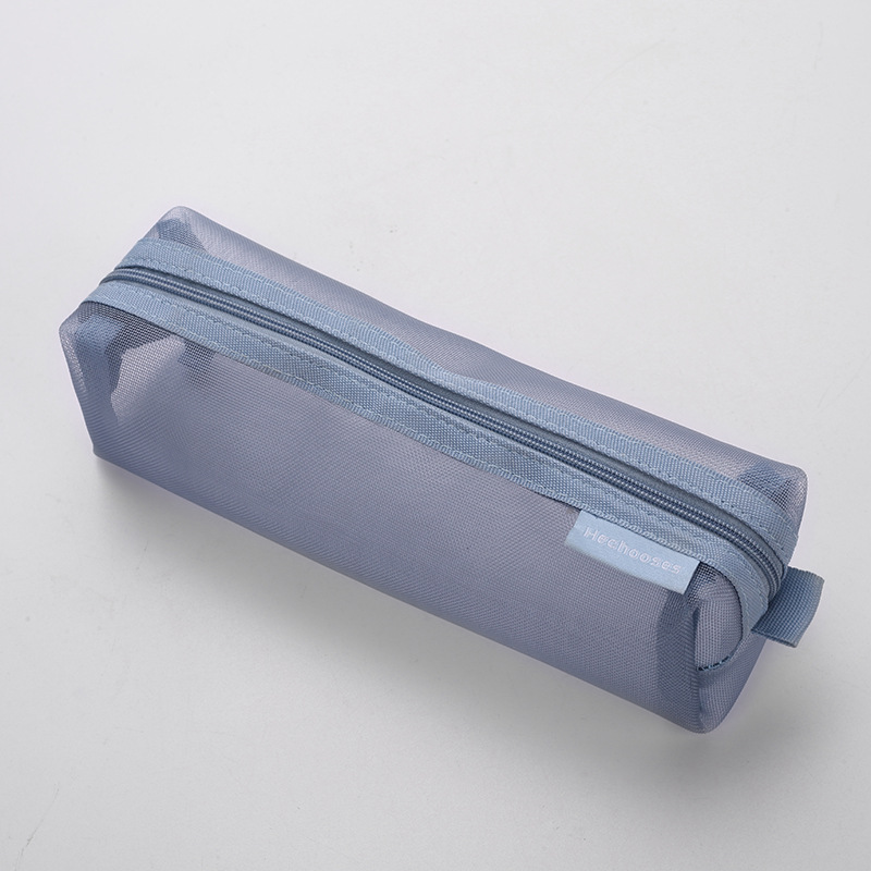 Thickening Minimalist Transparent Mesh Pencil Bag Student Exam Stationery Case Pencil Bag Large Capacity Carrying Case Wholesale