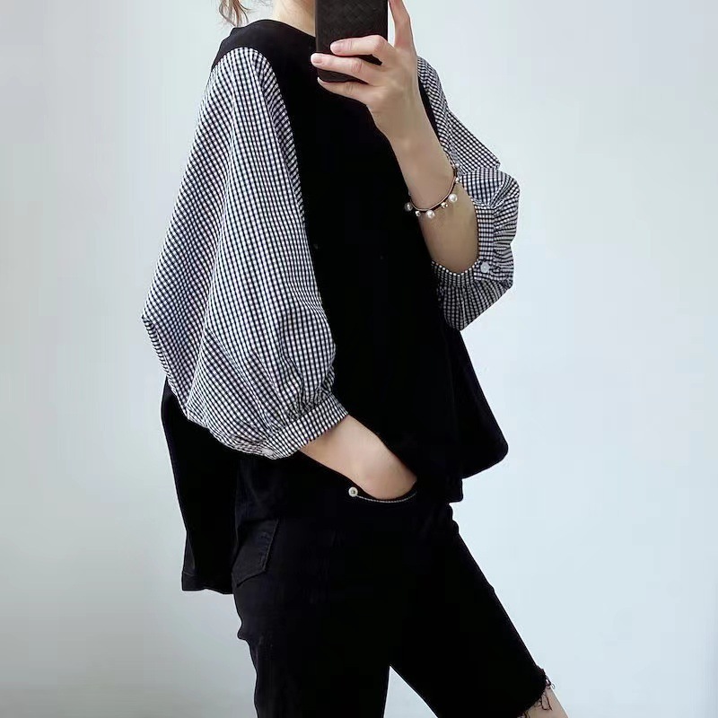 女上衣显瘦韩国短袖宽松圆领夏季衬衫日系