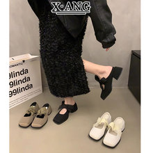 新中式包头拖鞋女夏季时尚外穿2024年新款粗跟高跟鞋蝴蝶结穆勒鞋