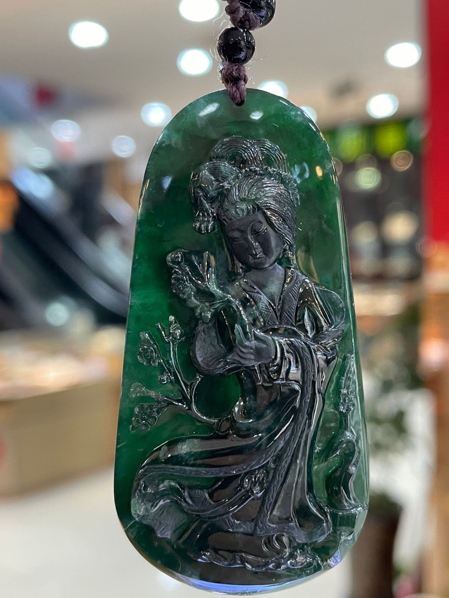 a货缅甸玉墨翠踏雪寻梅翡翠吊坠批发挂件玉坠正品送证书