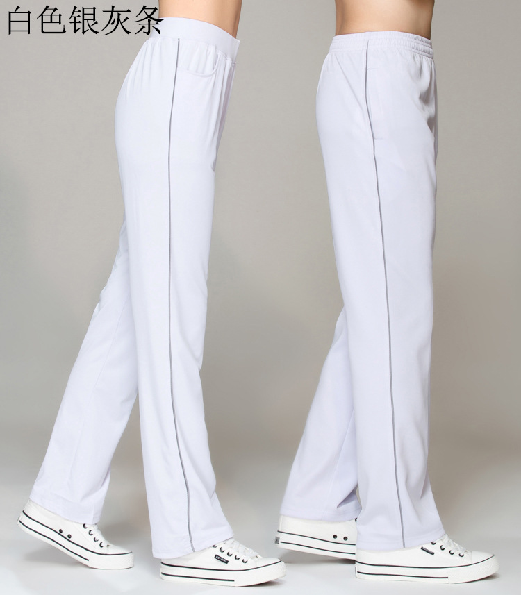 春夏秋季南韩丝白色运动裤女长裤情侣款佳木斯健身团体操广场舞男