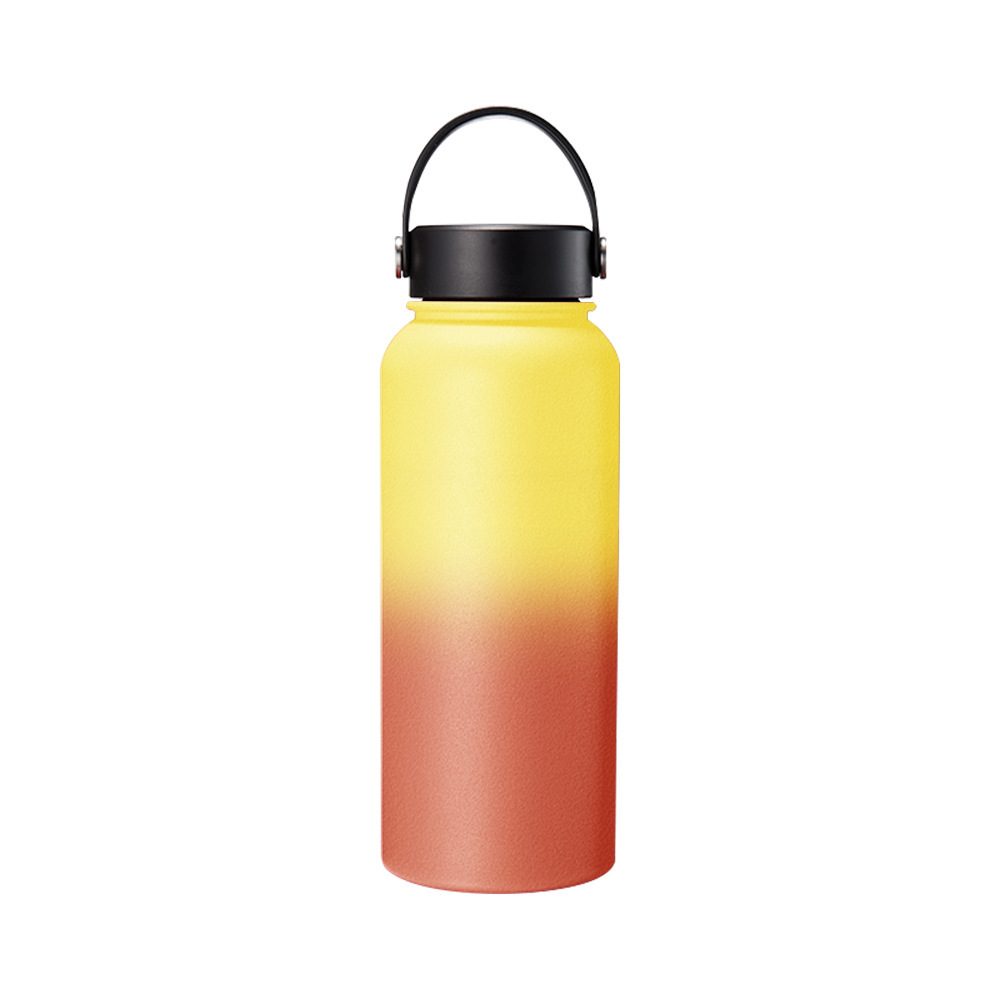 Customized Large Capacity Gradient Color Metal Portable Double Wall Water Bottle Outdoor Portable Sports 304 Stainless Steel Thermos Cup