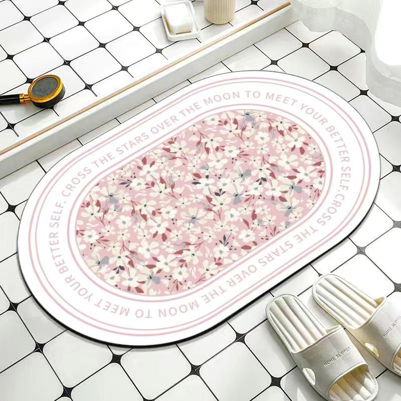 Carpet Light Luxury Imitation Diatom Ooze Bathroom Absorbent Floor Mat Flower Quick-Drying Toilet Door Mat Entrance Door Mat