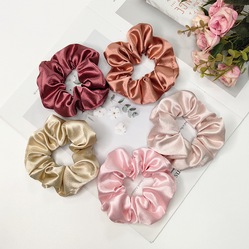 Europe and America Cross Border Crystal Satin Satin Large Intestine Ring Intestine Hair Ring Fabric Elastic Headband Hair Accessories Factory in Stock Wholesale