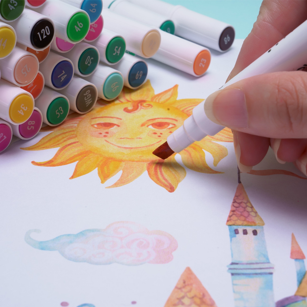 双头马克笔儿童美术涂鸦笔油性马克笔24色48色套装厂家批发直销