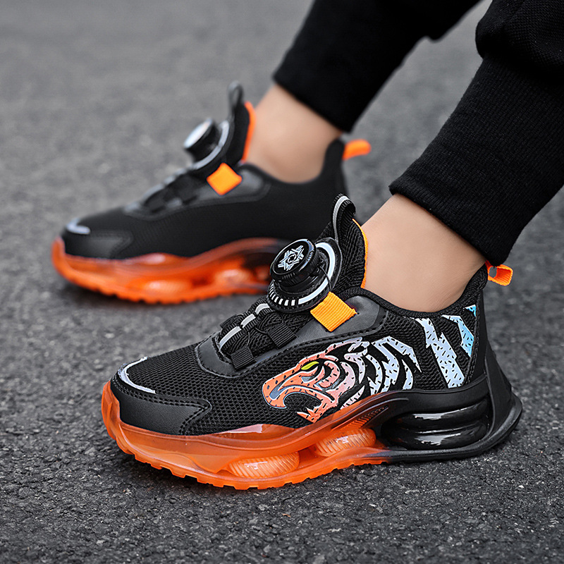 男童鞋运动鞋2024春秋跨境儿童旋转纽扣中大童网面男孩透气网鞋潮