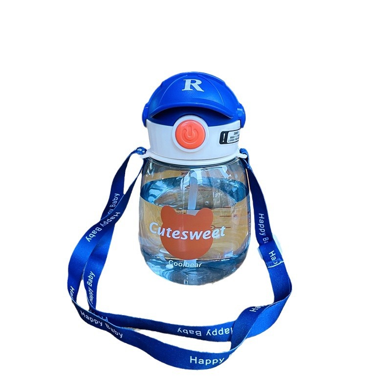 M79 Cute Children's Cups Kettle Summer Girl Student Straw Cup Portable Compact Big Belly Water Bottle