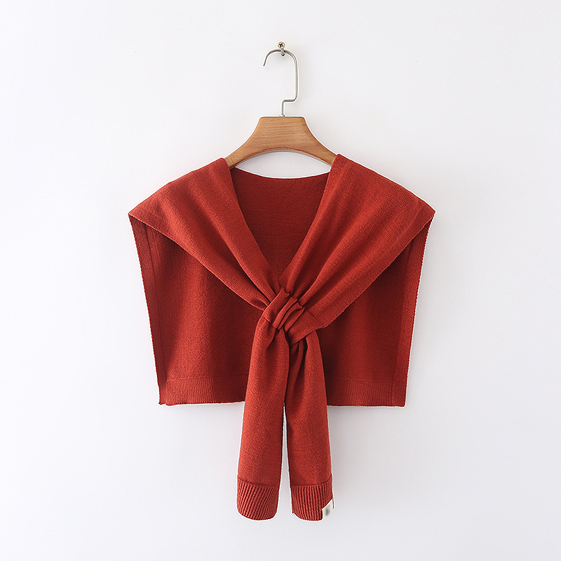 针织披肩春秋女网红交叉斗篷小披肩外搭高端毛线围巾2022冬季假领