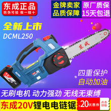 东成电链锯20V锂电伐木锯户外充电手持式东城电动链条锯DCML250B