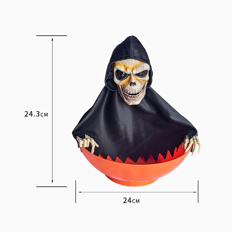 Halloween Electric Fruit Plate Ghost Party Props Luminous Swing Induction Sound Head Retractable Ghost Festival Layout