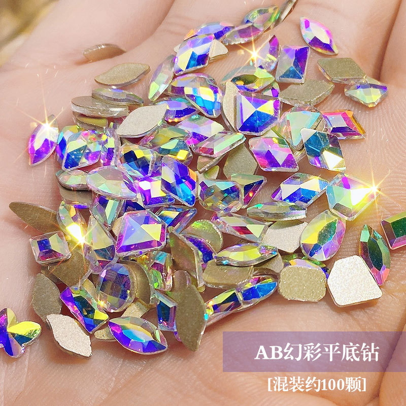 Nail Beauty Rhinestone 100 PCs Nail Ornament Aurora Diamond Phantom Fancy Shape Diamonds New York Storm Diamond Decorations Insole Diamond Wholesale