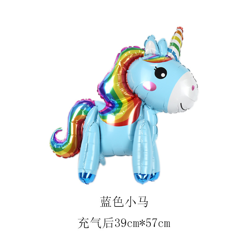 Children's Cartoon 3D Assembled Pony Aluminum Film Decorative Balloon Baby Unicorn Birthday Party Gathering Background Layout