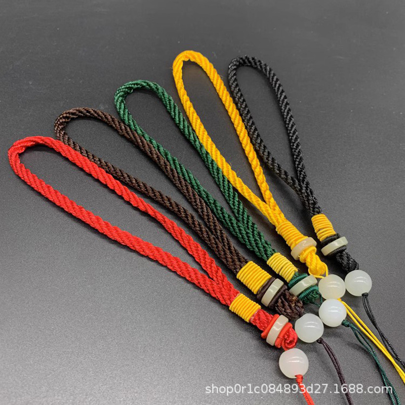 圆珠手把绳 diy手工编织玉挂绳千眼菩提挂件古文玩把件经典粗手绳