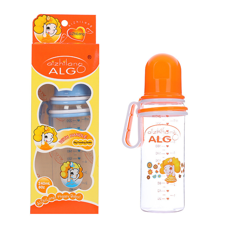 ALG Baby Feeding Bottle Pp Standard Mouth Bottle Baby Drinking Water Feeding Complementary Food Bottle Plastic Maternal and Child Supplies Wholesale 240ml