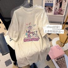 韩版中大童卡通兔子宽松T恤衫2024夏季新款儿童洋气短袖上衣潮
