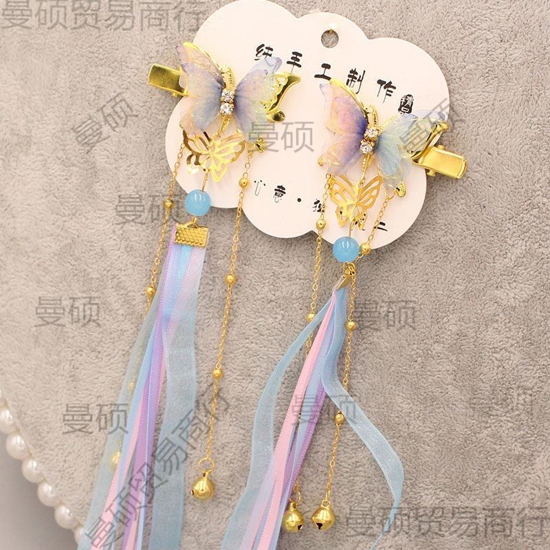 2038号材料包夏季新款diy蝴蝶飘带古风发夹头饰套餐送教程-阿里巴巴