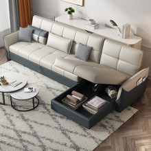 多功能小户型沙发床 客厅转角L型皮艺两用沙发床可储物 组合沙发