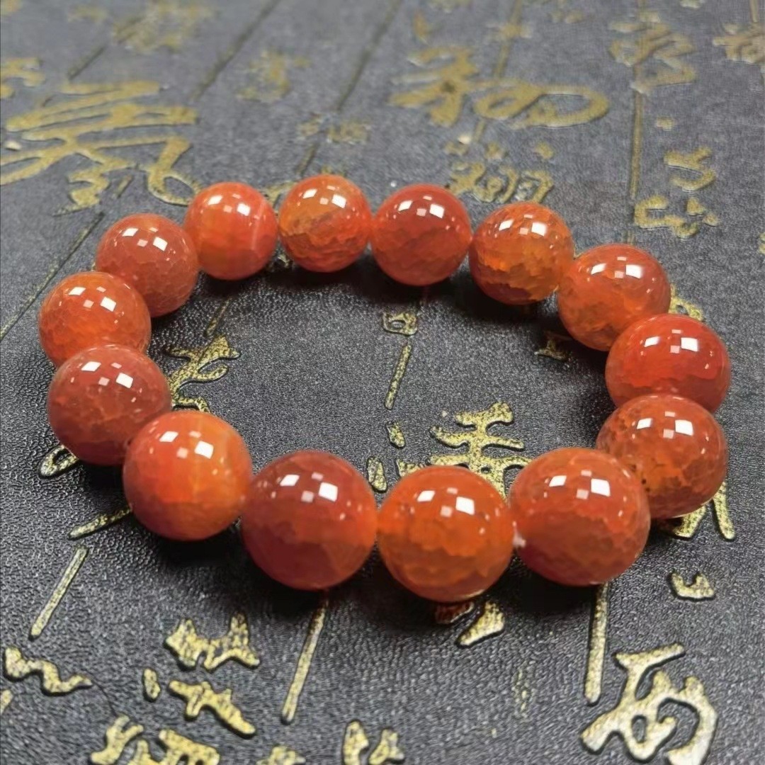 Red Dragon Pattern Fried Agate Couple Bracelet Factory Direct Live E-Commerce Gift Bracelet