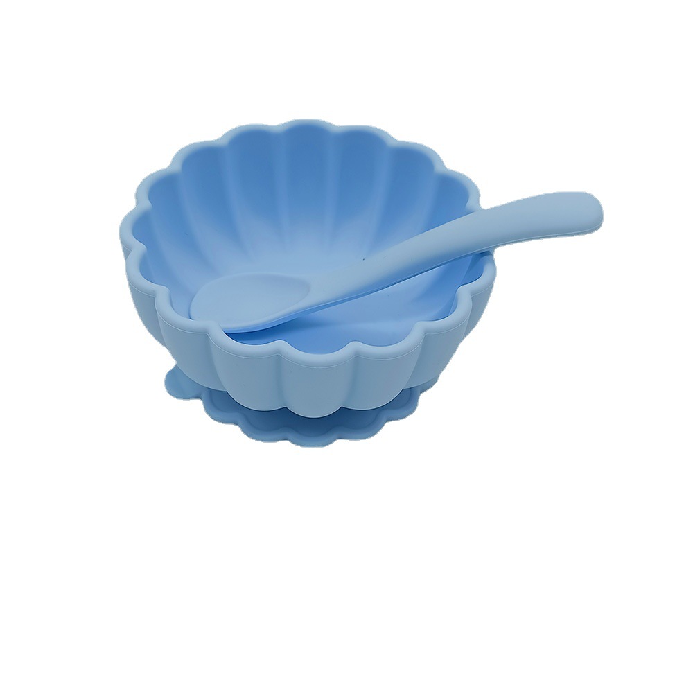 Spot Food Grade Silicone Bowl Suction Cup Integrated Baby Feeding Tableware Infant Drop-Resistant Pumpkin Bowl Petal-Shaped