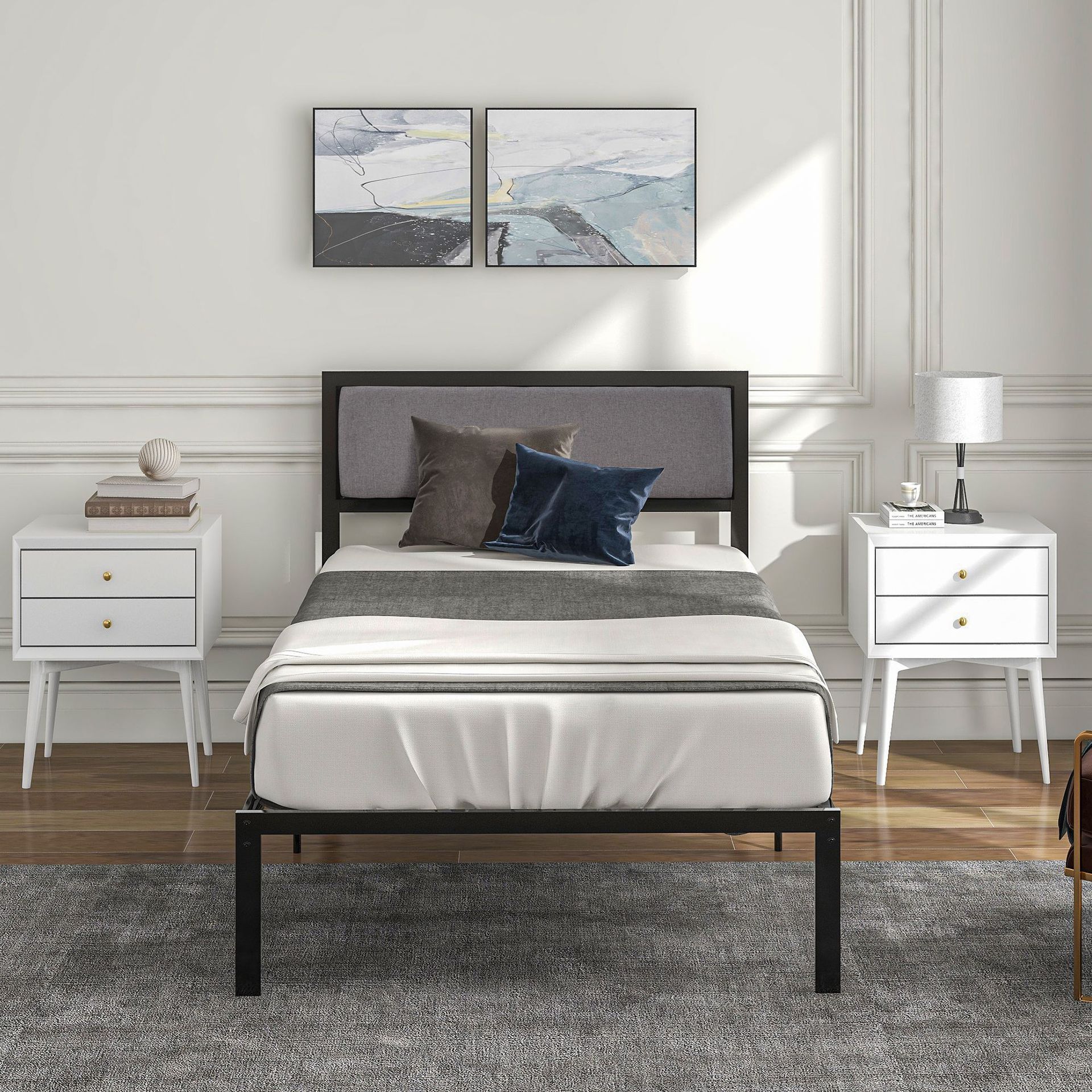 英国单人床床架金属床架亚马逊大健云仓现货直发英国一件代发分销