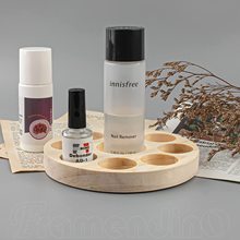 简约桌面精油架木质精油瓶收纳架置物架化妆品储物架松木圆形木架