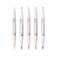 日本ZEBRA斑马WFT8柔和荧光软笔  彩虹色手账笔 双头荧光笔