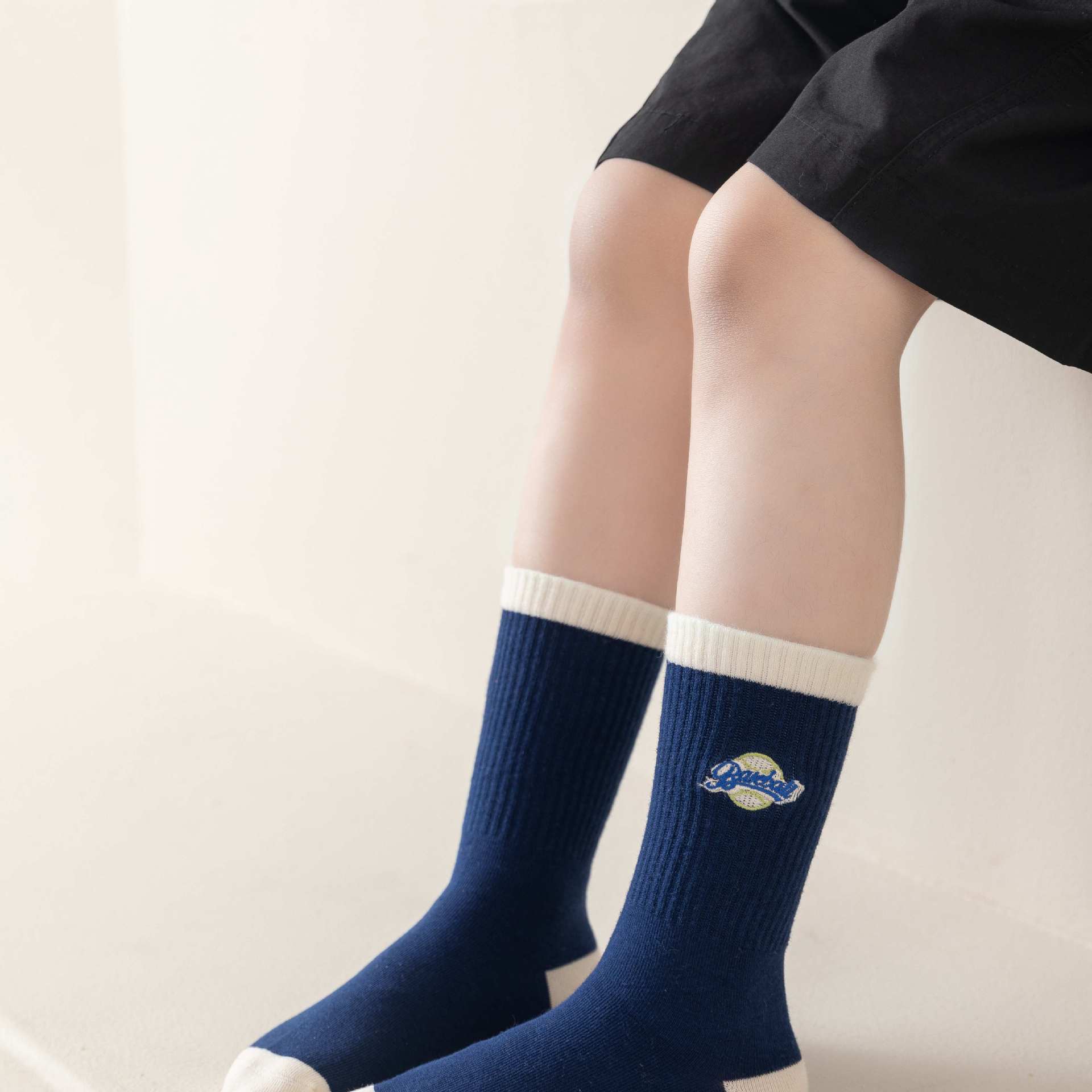 Letter Stripes Boys' SocksSpring and Autumn New Class A Cotton SocksSkin-Friendly Breathable Kid's SocksTrendy Versatile Contrast Color Children's Socks