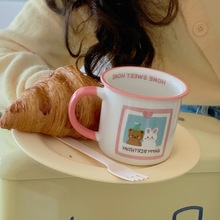 兔子粉色马克杯可爱涂鸦陶瓷杯女生家用喝水牛奶咖啡杯子儿童水杯