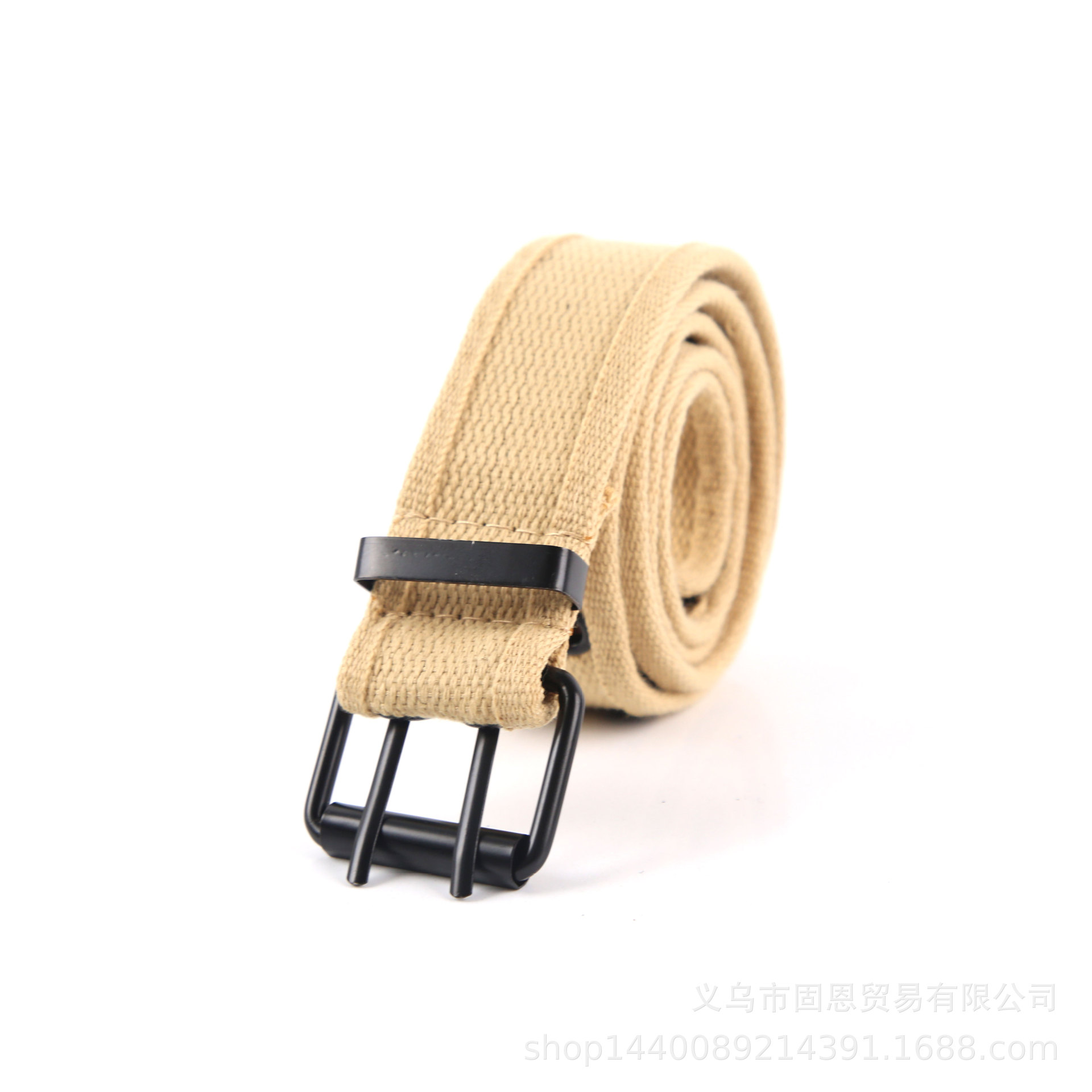 men‘s double buckle canvas belt casual tooling wind full hole pin buckle student belt factory direct sales