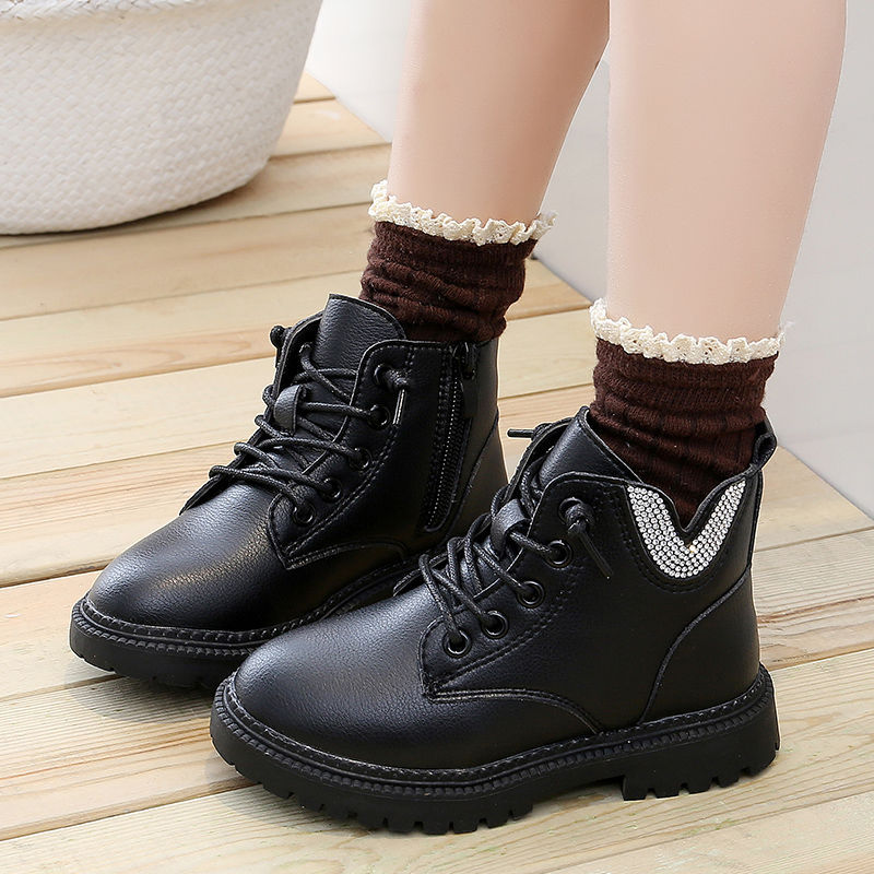 女童靴子秋冬2021款棉靴公主靴加绒皮靴英伦风马丁靴英伦中大童