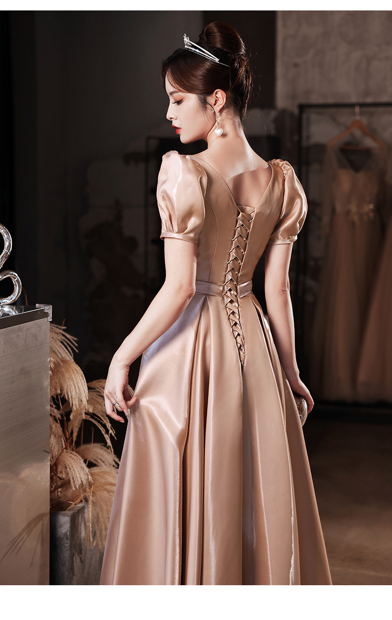 晚礼服女2022新款春季缎面长款聚会主持人宴会年会声乐礼服艺考裙