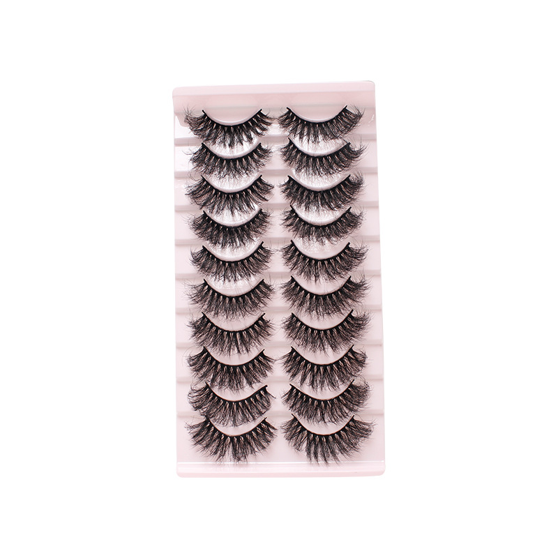 Dingsen False Eyelashes Factory Cross-Border Stable Supply Explosion 10 Pairs Set Thick Natural Curling Nude Makeup