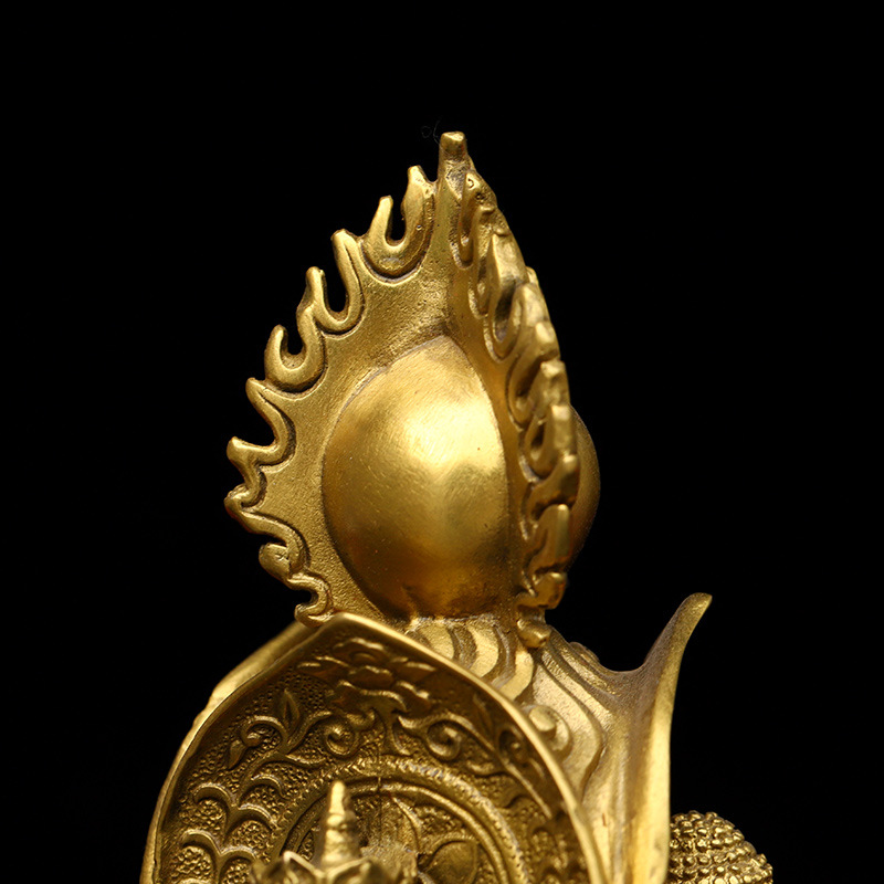 纯铜三面佛摆件观音如来地藏三圣神像吉祥如意家用供奉客厅工艺品
