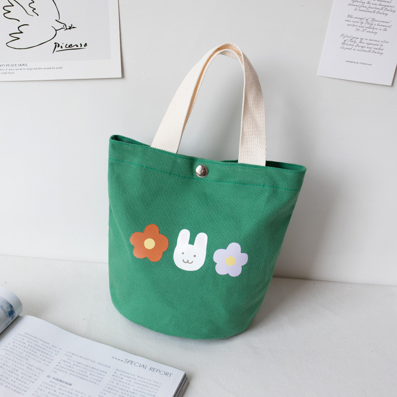 Handbag Women's Canvas Bag Korean New Fashion Student Lunch Bag Lunch Box Lunch Box Bag Bucket Hand Bag