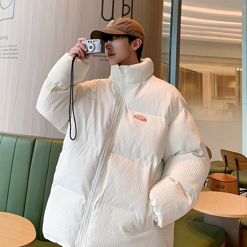 Cotton-Padded Coat Men's Cotton Clothes Winter New Trendy Brand Bread Coat Stand Collar Corn Thick Checks Loose plus Size Cotton Jacket Men