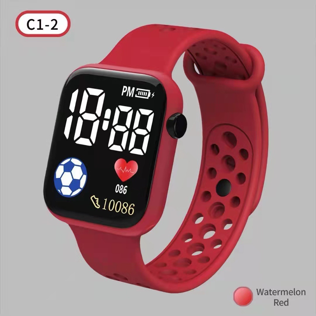 New LED Electronic Watch C1-2 Football Square Apple Waterproof Digital Sports Student LED Electronic Watch