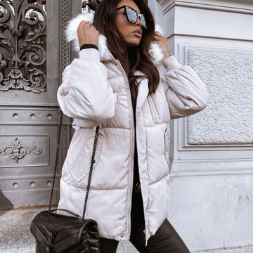 欧美女装亚马逊冬装外套跨境防风连帽棉服加厚毛领欧美ins独立站