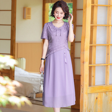 妈妈装夏装连衣裙洋气质季中老年人女装新款女式60岁高贵修身裙子