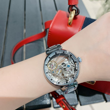 dinimi新款女士手表钢带镂空机械手表潮流水钻气质时尚防水腕表女