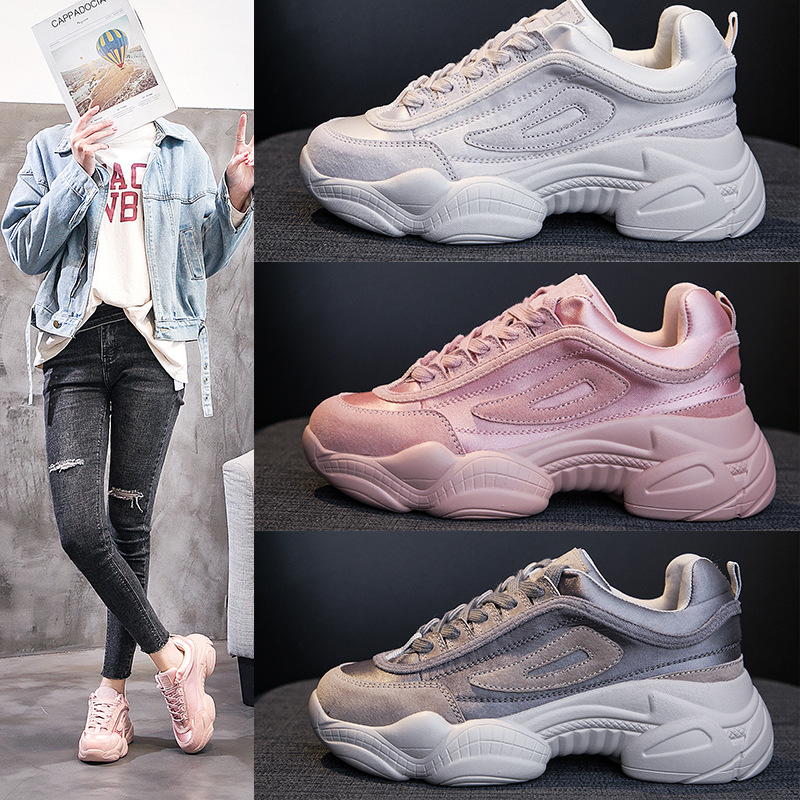 温州女鞋厂家小批量来样加工定制真皮休闲鞋 厚底老爹鞋女 运动鞋