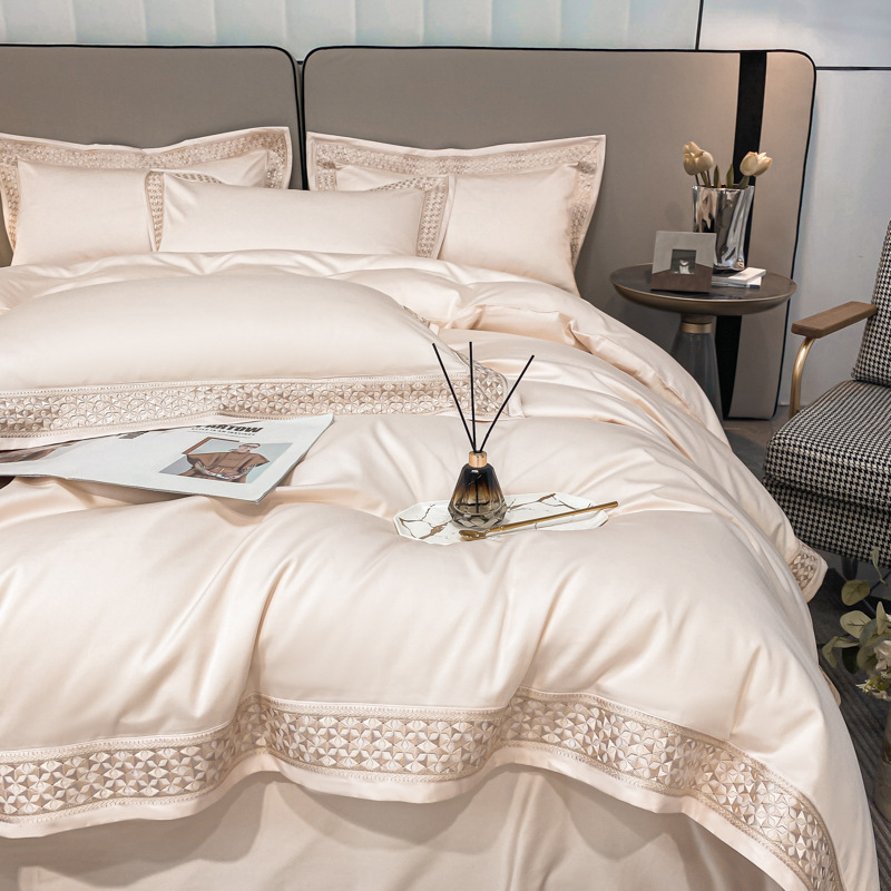 high-grade 200 pima cotton four-piece set 100 pure cotton all cotton bed sheet quilt cover affordable luxury style fitted sheet bedding 4