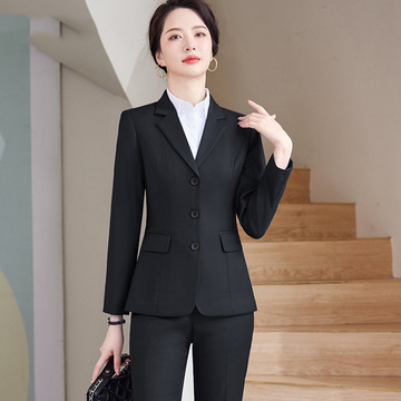 职业三粒扣西装外套女春秋酒店服务员工作服面试正装西服工装女装