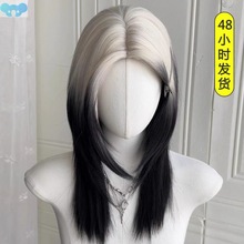 Female wolf tail long hair mullet head middle parted half女