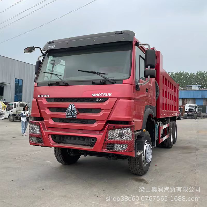 二手出口豪沃前四后八轮6×4工程自卸车375后翻式翻斗渣土自卸车